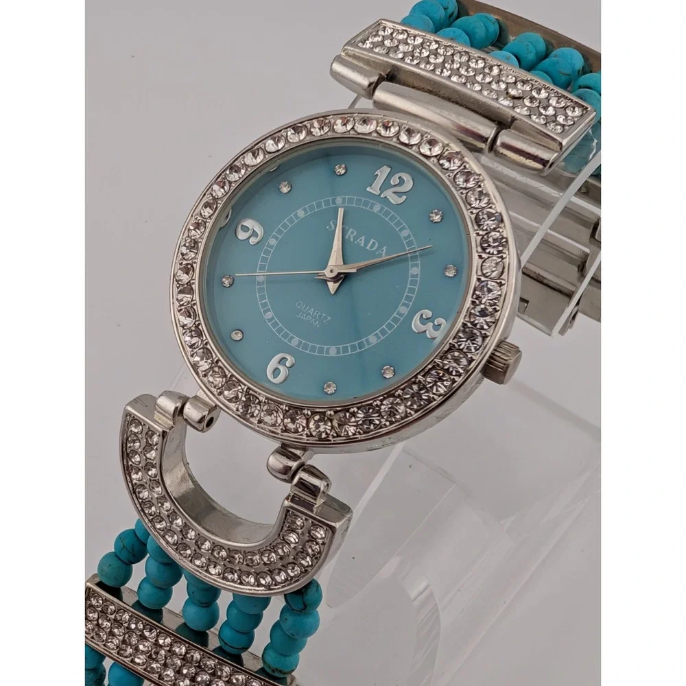 Strada Watch Women 34mm Case Turquoise Beaded 7.25